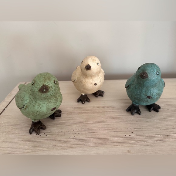 Other - Charming Boho Bird Figurines Set - Green, Cream, turquoise